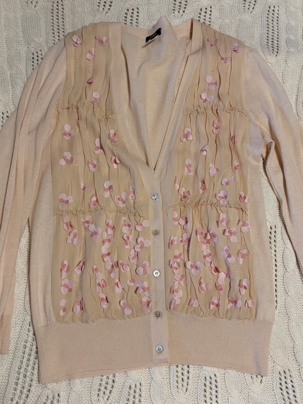 J. Crew Pale Pink Sequin-Embellished Cardigan